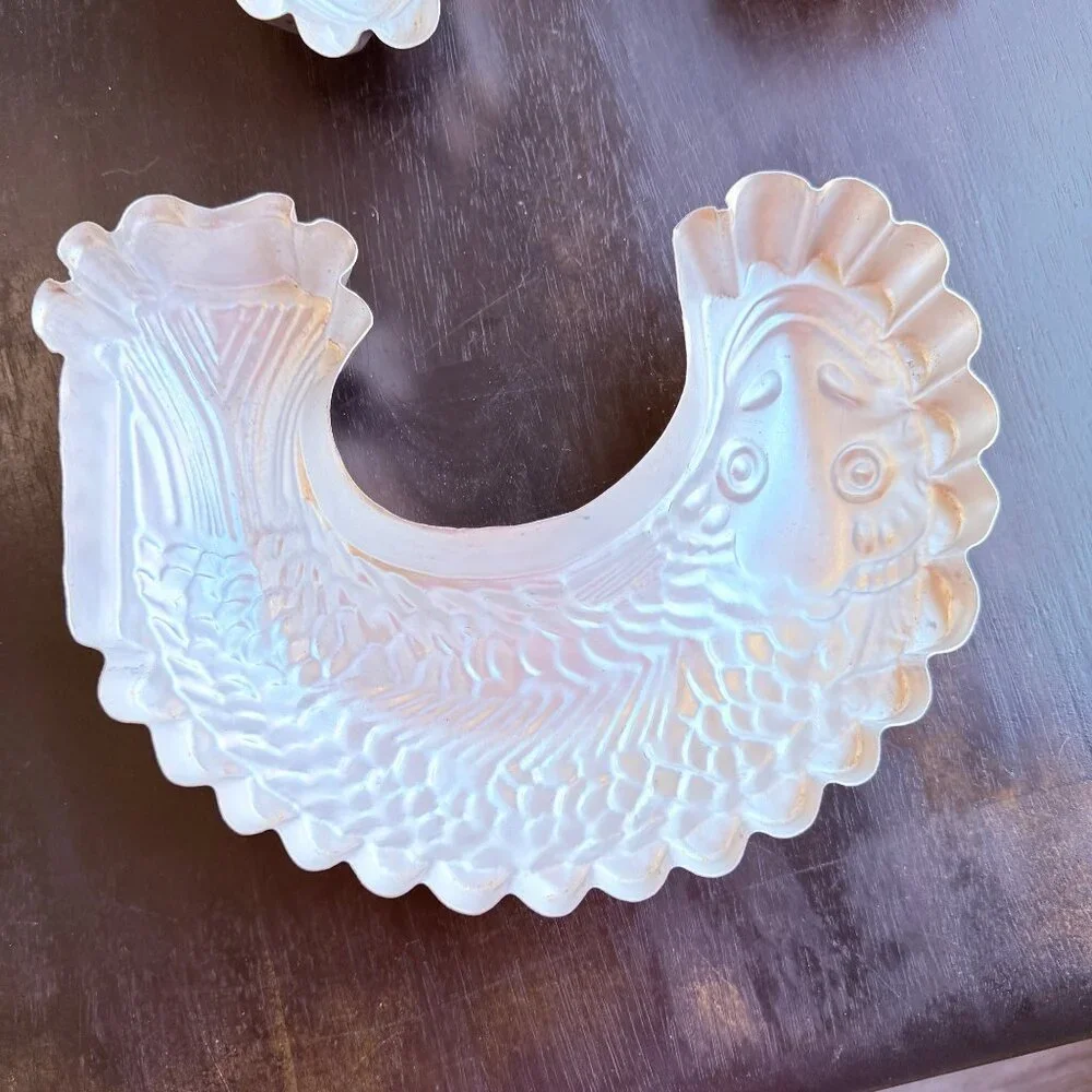 Pair Vintage Aluminum Fish Koi Gelatin‎ Molds Kitchen Decor